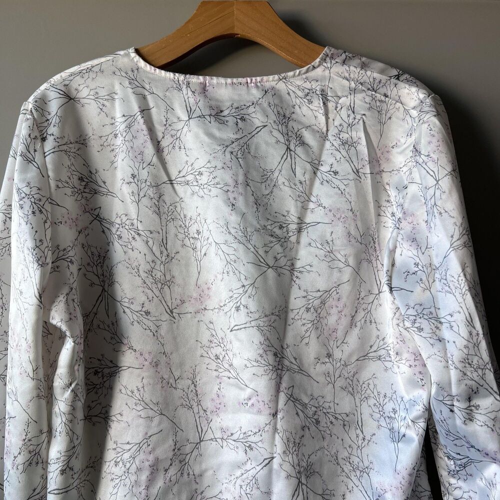 Chicos Shirt Womens Small White Floral Branch Print Henley Long Sleeve Blouse 0 - Picture 6 of 12